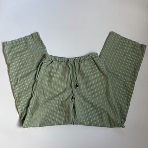 Zara Green Striped Linen Blend Wide Leg Pants High Rise XS 30 Inseam